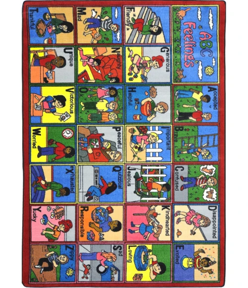 Joy Carpets Kid Essentials Multi ABC Feelings 7ft.8in. x 10ft.9in. Rect. Rug