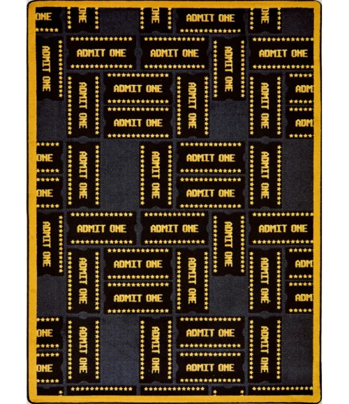 Joy Carpets Any Day Matinee Black Admit One 3ft.10in. x 5ft.4in. Rect. Rug