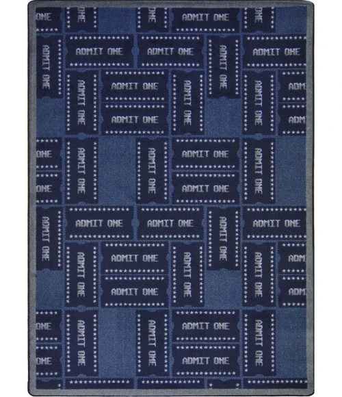 Joy Carpets Any Day Matinee Blue Admit One 3ft.10in. x 5ft.4in. Rect. Rug