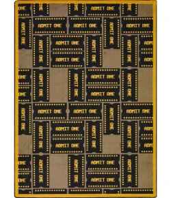 Joy Carpets Any Day Matinee Brown Admit One 3ft.10in. x 5ft.4in. Rect. Rug