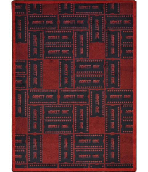 Joy Carpets Any Day Matinee Burgundy Admit One 3ft.10in. x 5ft.4in. Rect. Rug