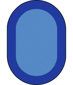Joy Carpets Kid Essentials Blue All Around 5ft.4in. x 7ft.8in. Oval Rug
