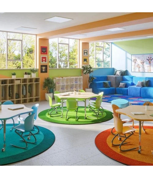 Joy Carpets Kid Essentials Blue All Around 13ft.2in. Round Rug