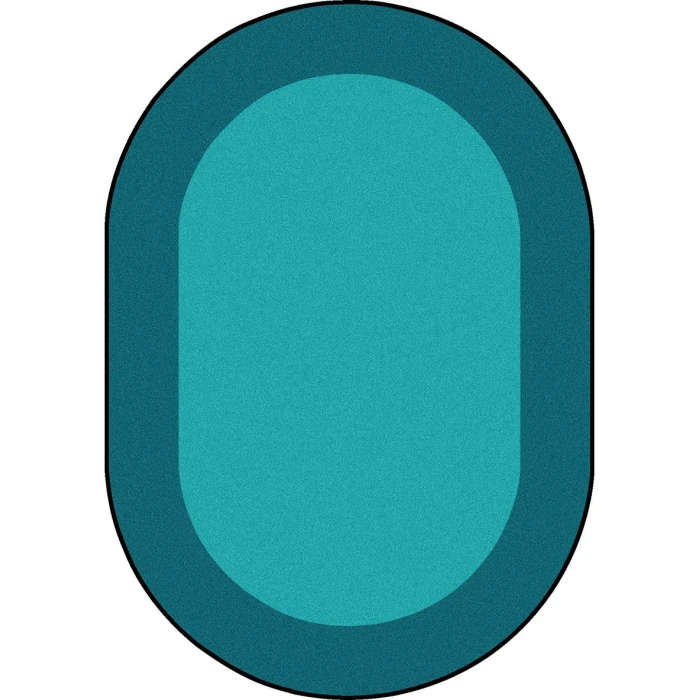 Joy Carpets Kid Essentials Teal All Around 5ft.4in. x 7ft.8in. Oval Rug