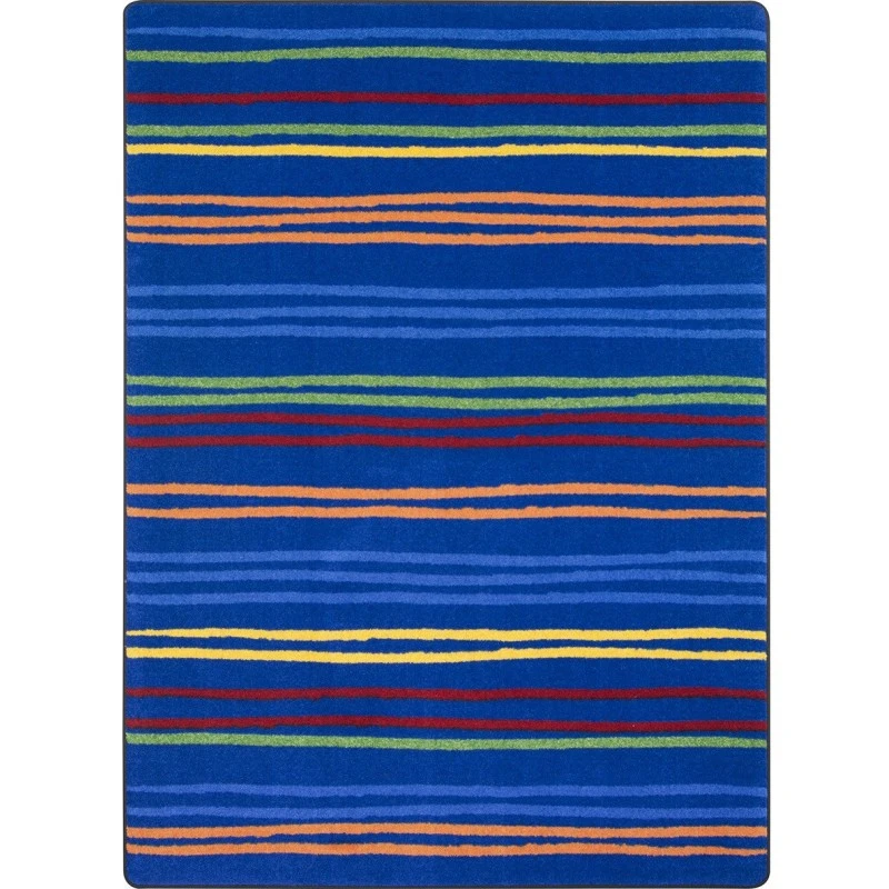 Joy Carpets Kid Essentials Rainbow All Lined Up 7ft.8in. x 10ft.9in. Rect. Rug