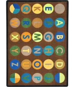 Joy Carpets Kid Essentials Earthtone Alpha-Dots 5ft.4in. x 7ft.8in. Rect. Rug