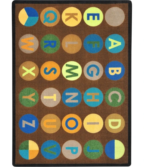 Joy Carpets Kid Essentials Earthtone Alpha-Dots 5ft.4in. x 7ft.8in. Rect. Rug