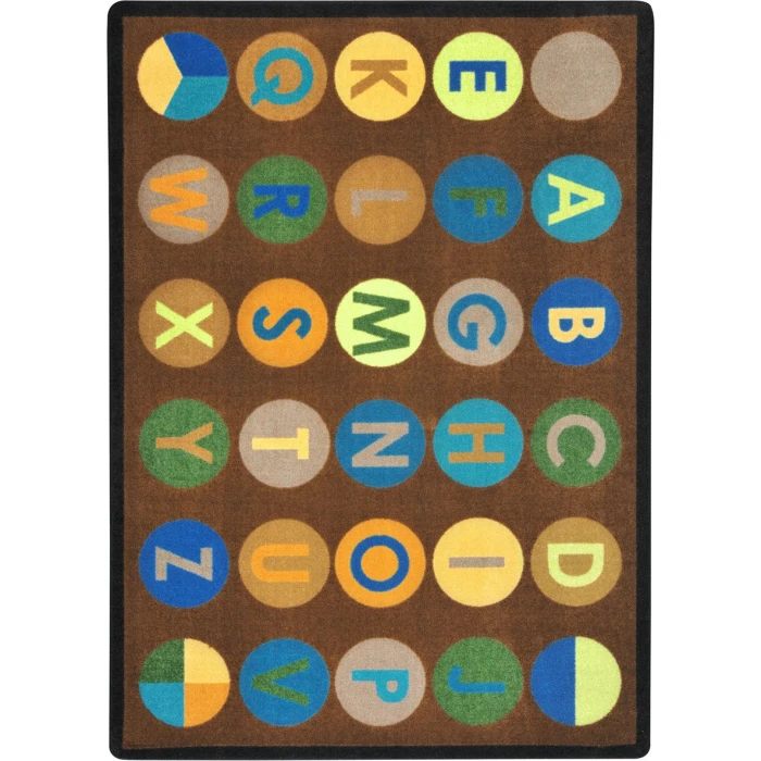 Joy Carpets Kid Essentials Earthtone Alpha-Dots 7ft.8in. x 10ft.9in. Rect. Rug