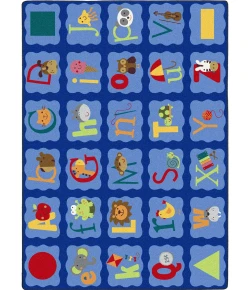 Joy Carpets Kid Essentials Multi Alphabet Blues 7ft.8in. x 10ft.9in. Rect. Rug