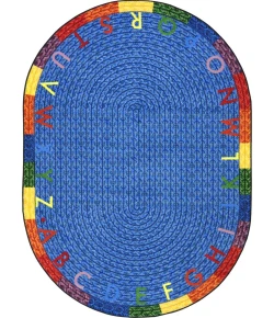 Joy Carpets Kid Essentials Multi Alphabet Braid 7ft.8in. x 10ft.9in. Oval Rug