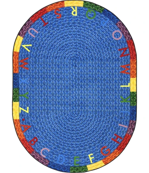 Joy Carpets Kid Essentials Multi Alphabet Braid 10ft.9in. x 13ft.2in. Oval Rug