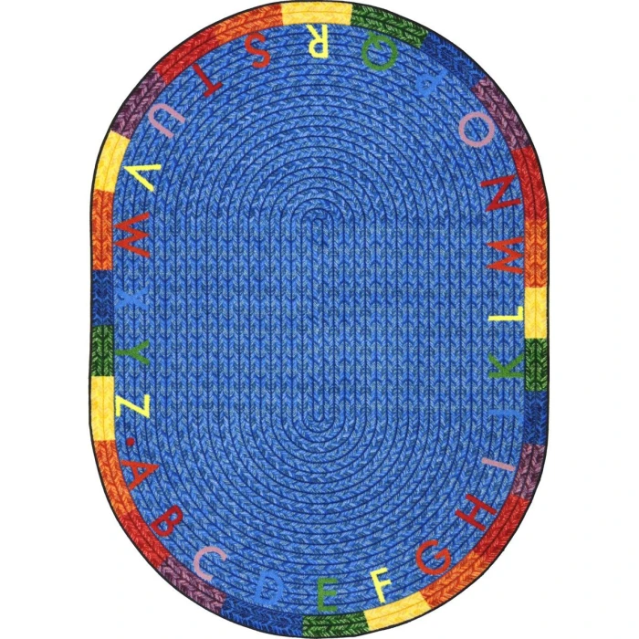 Joy Carpets Kid Essentials Multi Alphabet Braid 3ft.10in. x 5ft.4in. Oval Rug