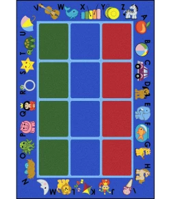 Joy Carpets Kid Essentials Blue Alphabet Phonics 5ft.4in. x 7ft.8in. Rect. Rug