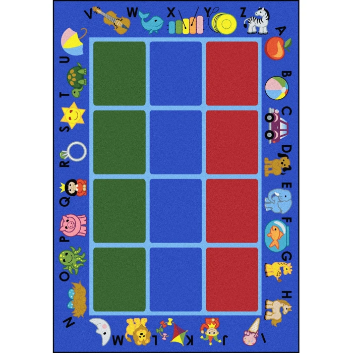Joy Carpets Kid Essentials Blue Alphabet Phonics 5ft.4in. x 7ft.8in. Rect. Rug
