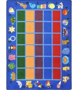 Joy Carpets Kid Essentials Blue Alphabet Phonics 7ft.8in. x 10ft.9in. Rect. Rug