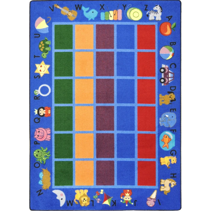 Joy Carpets Kid Essentials Blue Alphabet Phonics 7ft.8in. x 10ft.9in. Rect. Rug