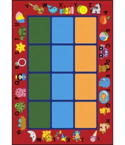 Joy Carpets Kid Essentials Red Alphabet Phonics 5ft.4in. x 7ft.8in. Rect. Rug