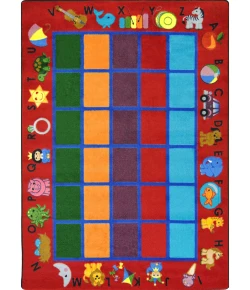 Joy Carpets Kid Essentials Red Alphabet Phonics 7ft.8in. x 10ft.9in. Rect. Rug