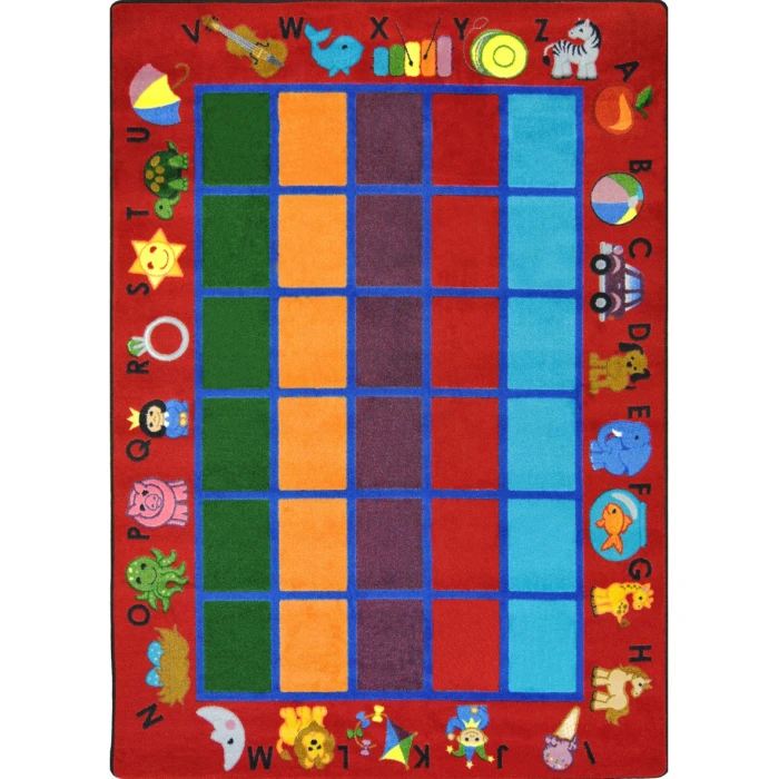 Joy Carpets Kid Essentials Red Alphabet Phonics 7ft.8in. x 10ft.9in. Rect. Rug