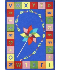 Joy Carpets Kid Essentials Multi Alphabet Pinwheel 7ft.8in. x 10ft.9in. Oval Rug