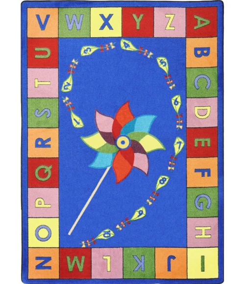 Joy Carpets Kid Essentials Multi Alphabet Pinwheel 10ft.9in. x 13ft.2in. Oval Rug