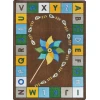 Joy Carpets Kid Essentials Earthtone Alphabet Pinwheel 10ft.9in. x 13ft.2in. Oval Rug
