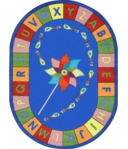 Joy Carpets Kid Essentials Multi Alphabet Pinwheel 7ft.7in. Round Rug