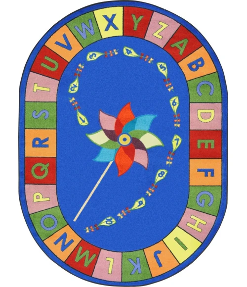 Joy Carpets Kid Essentials Multi Alphabet Pinwheel 7ft.7in. Round Rug