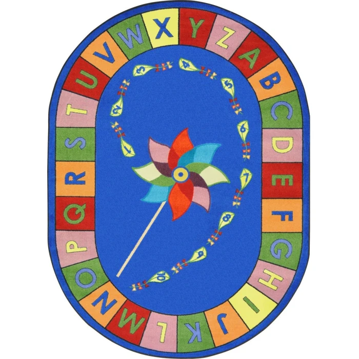 Joy Carpets Kid Essentials Multi Alphabet Pinwheel 7ft.7in. Round Rug