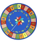Joy Carpets Kid Essentials Multi Alphabet Pinwheel 7ft.7in. Round Rug