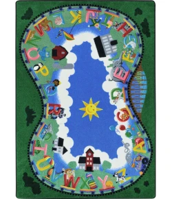 Joy Carpets Kid Essentials Multi Alphabet Railway 7ft.8in. x 10ft.9in. Rect. Rug