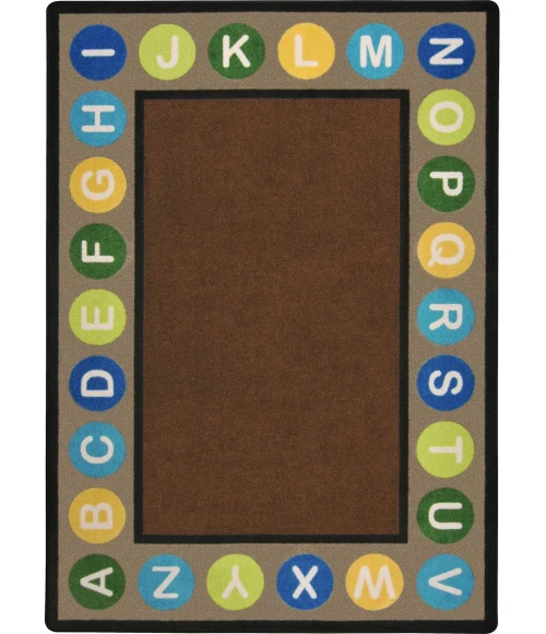 Joy Carpets Kid Essentials Earthtone Alphabet Spots 10ft.9in. x 13ft.2in. Rect. Rug