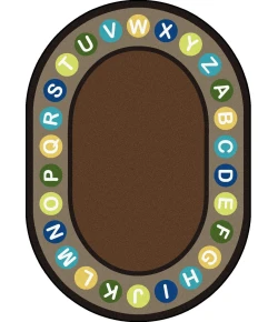 Joy Carpets Kid Essentials Earthtone Alphabet Spots 10ft.9in. x 13ft.2in. Oval Rug