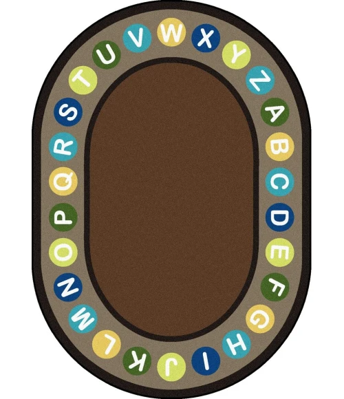 Joy Carpets Kid Essentials Earthtone Alphabet Spots 10ft.9in. x 13ft.2in. Oval Rug