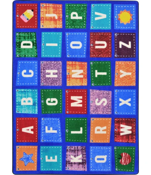 Joy Carpets Kid Essentials Multi Alphabet Upcycle 5ft.4in. x 7ft.8in. Rect. Rug