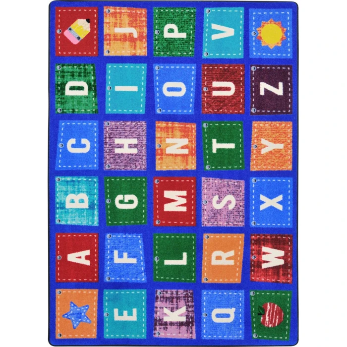 Joy Carpets Kid Essentials Multi Alphabet Upcycle 7ft.8in. x 10ft.9in. Rect. Rug