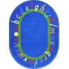 Joy Carpets Kid Essentials Blue AlphaScript 5ft.4in. x 7ft.8in. Oval Rug