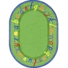 Joy Carpets Kid Essentials Green AlphaScript 5ft.4in. x 7ft.8in. Oval Rug