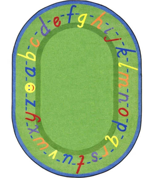 Joy Carpets Kid Essentials Green AlphaScript 10ft.9in. x 13ft.2in. Oval Rug
