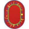 Joy Carpets Kid Essentials Red AlphaScript 10ft.9in. x 13ft.2in. Oval Rug