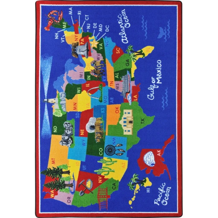 Joy Carpets Kid Essentials Multi America the Beautiful 7ft.8in. x 10ft.9in. Rect. Rug