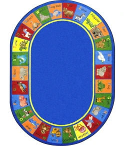 Joy Carpets Kid Essentials Multi Animal Phonics 7ft.8in. x 10ft.9in. Oval Rug