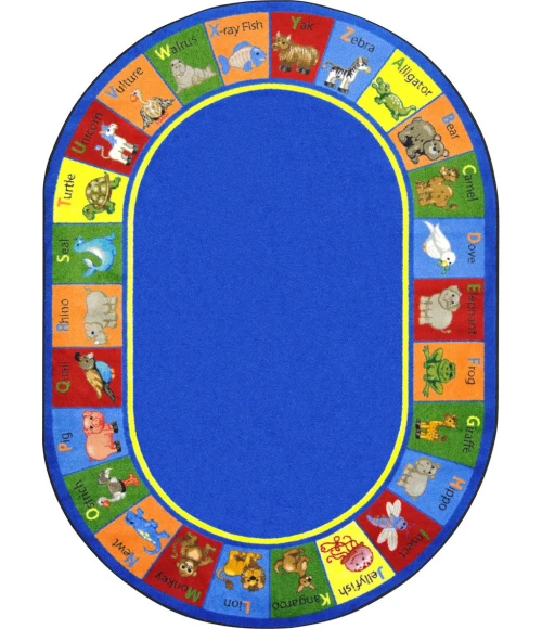 Joy Carpets Kid Essentials Multi Animal Phonics 5ft.4in. x 7ft.8in. Oval Rug