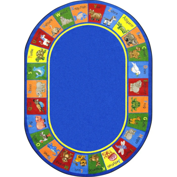 Joy Carpets Kid Essentials Multi Animal Phonics 10ft.9in. x 13ft.2in. Oval Rug