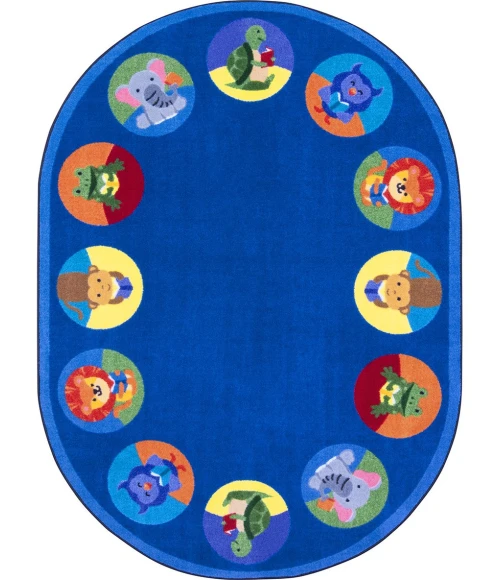 Joy Carpets Kid Essentials Multi Animal Readers 10ft.9in. x 13ft.2in. Oval Rug