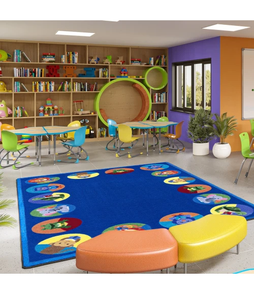 Joy Carpets Kid Essentials Multi Animal Readers 5ft.4in. x 7ft.8in. Rect. Rug