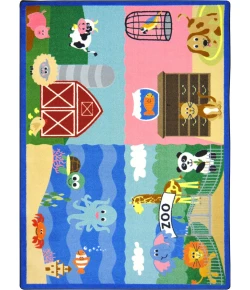 Joy Carpets Kid Essentials Multi Animals All Around 7ft.8in. x 10ft.9in. Rect. Rug
