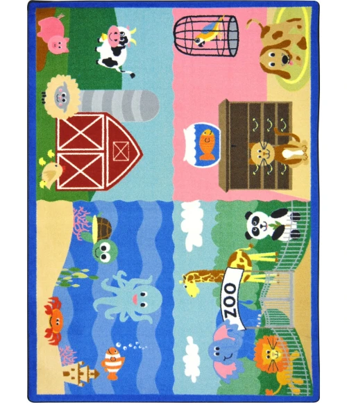 Joy Carpets Kid Essentials Multi Animals All Around 3ft.10in. x 5ft.4in. Rect. Rug