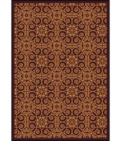 Joy Carpets Any Day Matinee Burgundy Antique Scroll 7ft.8in. x 10ft.9in. Rect. Rug
