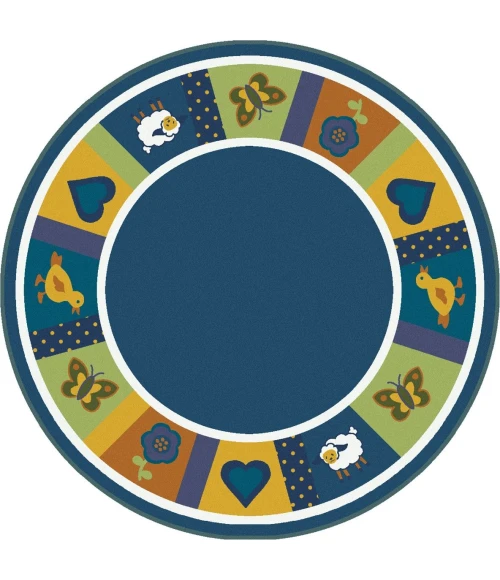 Joy Carpets Kid Essentials Bold Baby Blues 3ft.10in. x 5ft.4in. Oval Rug
